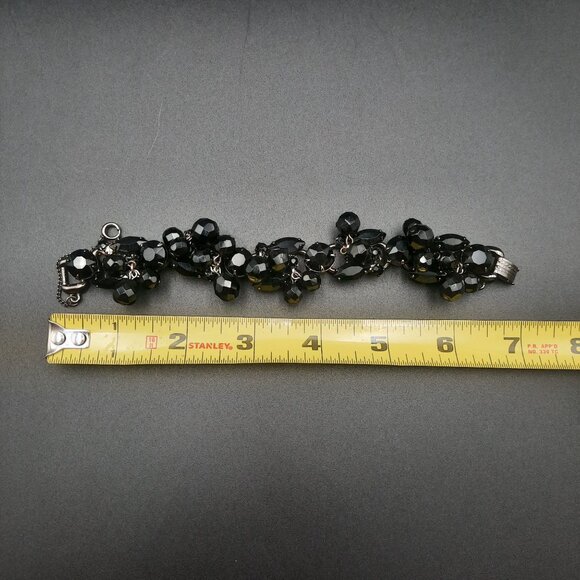 Vintage Julianna D&E Black Beaded Bracelet With Chain & Clasp - Picture 9 of 9